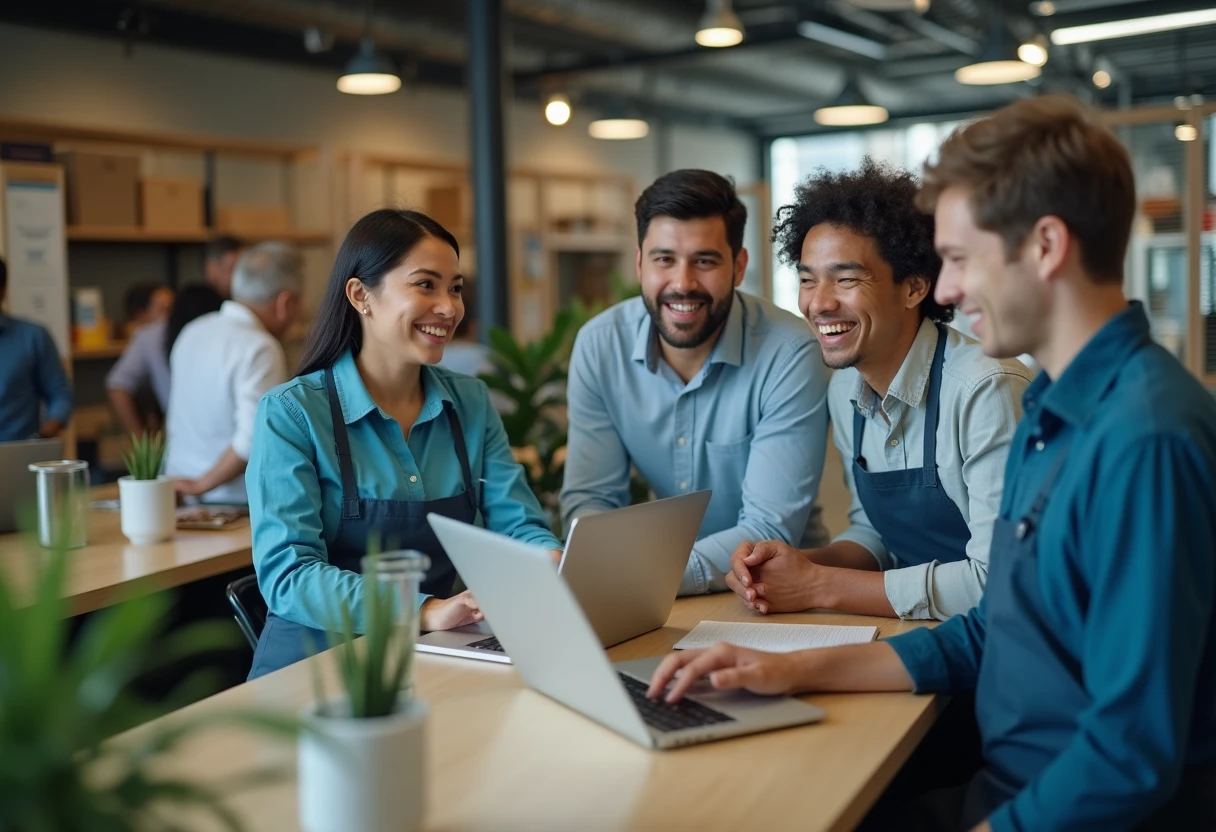 Retail professionals assisting customers