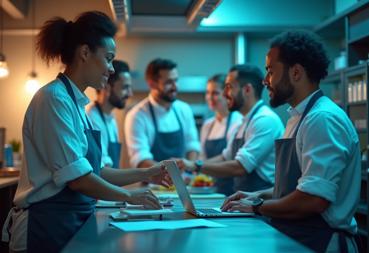 Chefs working in a kitchen
