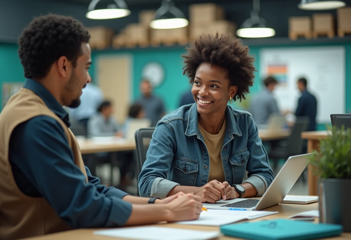 Collaboration d'équipe dans un entrepôt