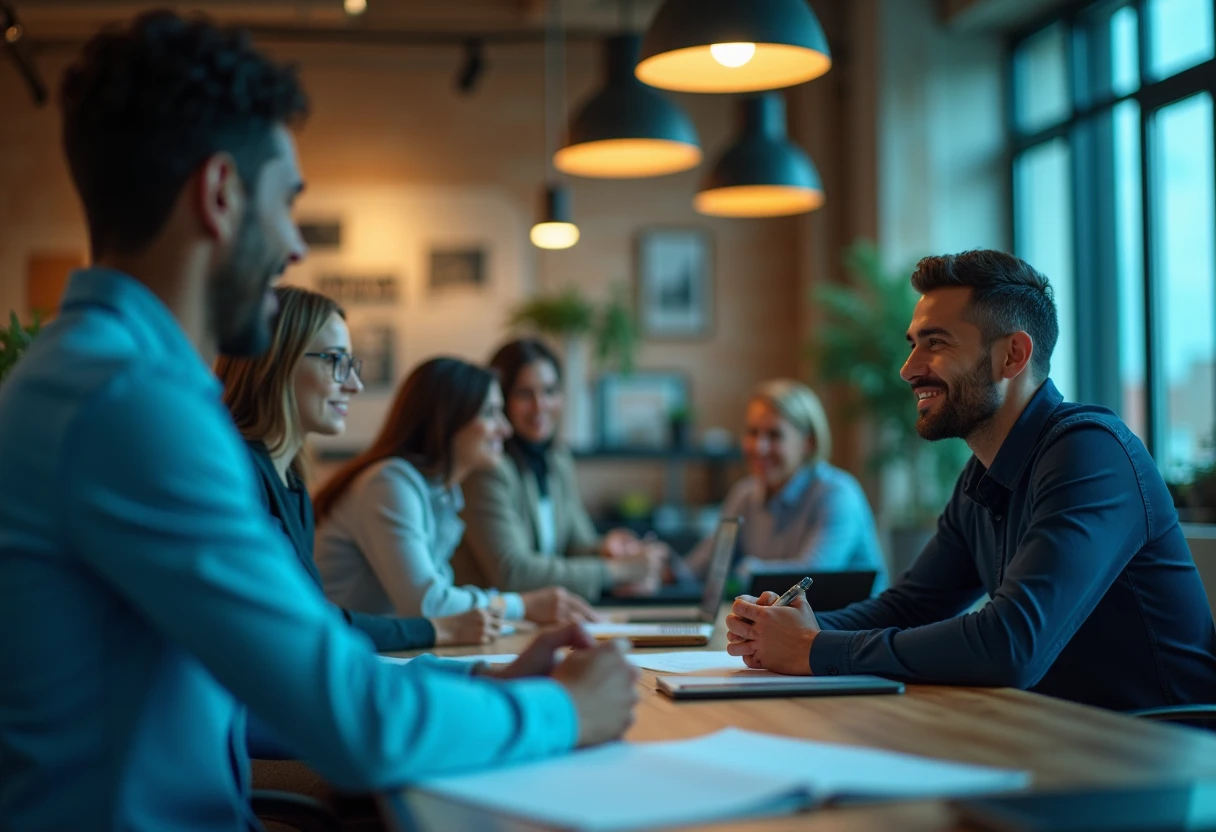 Réunion d'équipe pour croissance professionnelle