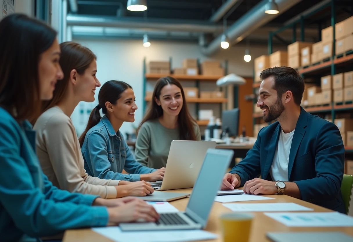 Retail professionals collaborating in an office