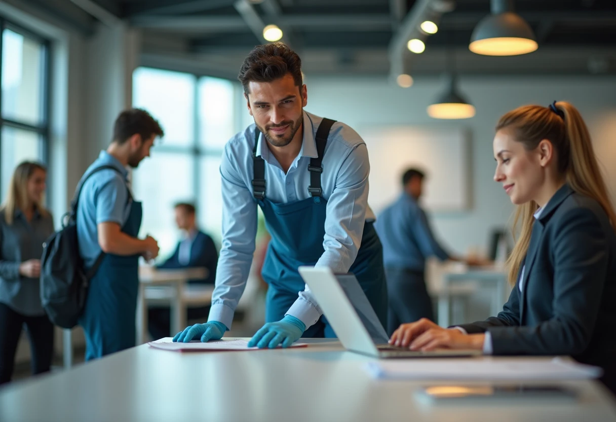 Professional cleaning in a modern office